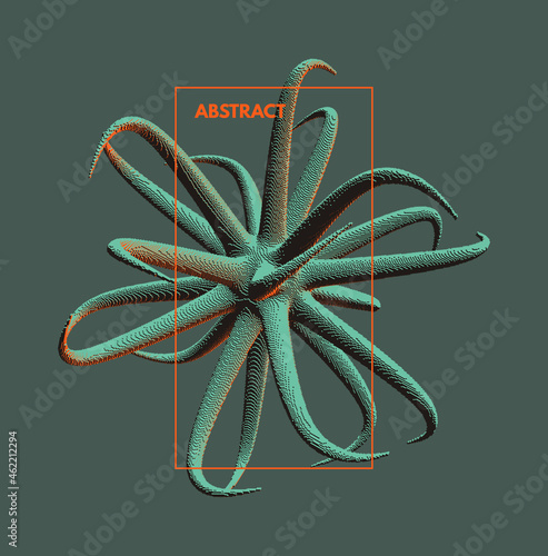 Tantacles with dynamic effect. Cover design template. Futuristic technology style. Voxel art. Design for print products. 3d vector illustration for poster, card, flyer or brochure.