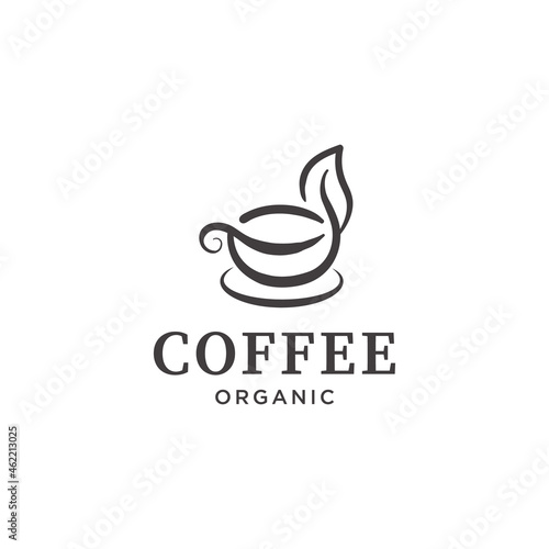 Vintage Coffee Cup with Leaf Logo design