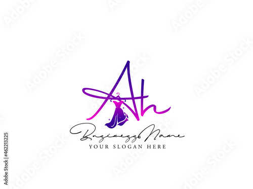 Colorful AH Logo, Fashion ah a h Logo Letter Vector Symbol and Illustration For Clothing, Apparel Fashion Shop photo