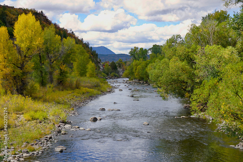 Yampa River flowing through Steamboat Springs Colorado