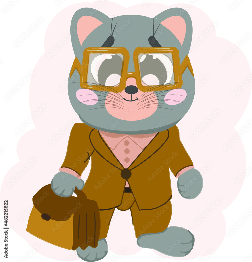 Obraz premium Grey cat in suit