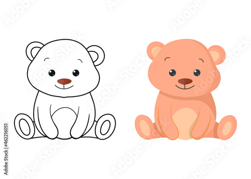 Children s coloring illustration with bear