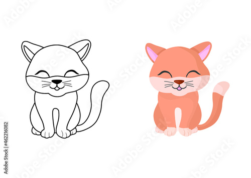 Children's coloring illustration with cat