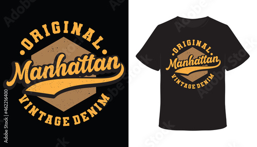 Original manhattan vintage denim typography t-shirt design
