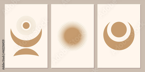 Minimalist abstract boho poster template set.