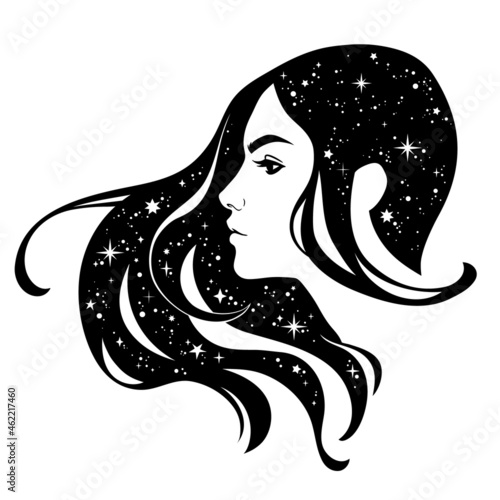 portrait of a fairy girl with space hair