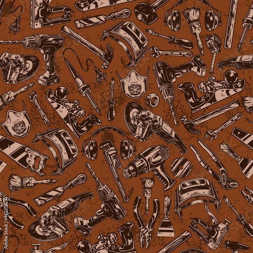 Blue collar worker equipment seamless pattern
