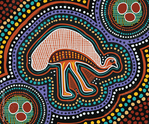 Emu Aboriginal Painting - Vector