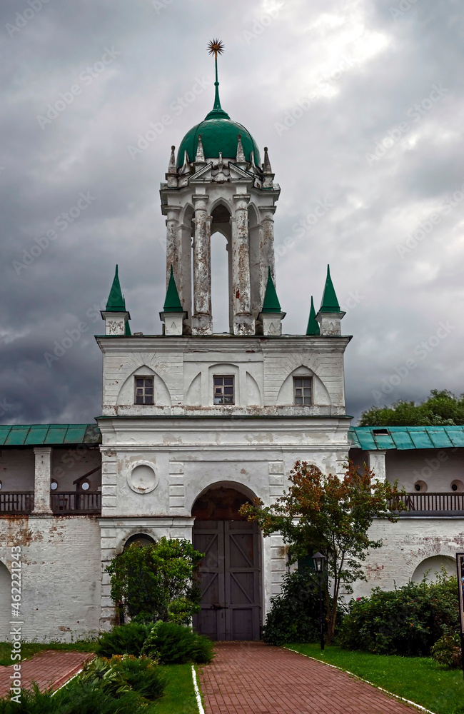 Monastery wall and Holy Gate. Spaso-Yakovlevsky monastery, city of Rostov, Russia