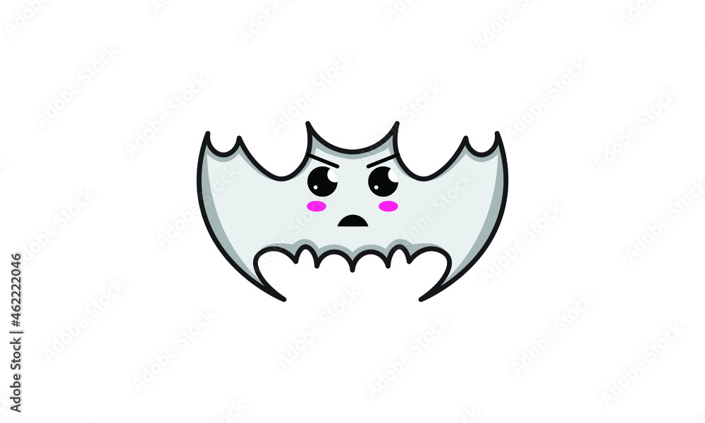 Vector Cute Kawaii Halloween Flat Bat Vector Cute Kawaii Halloween Flat Bat