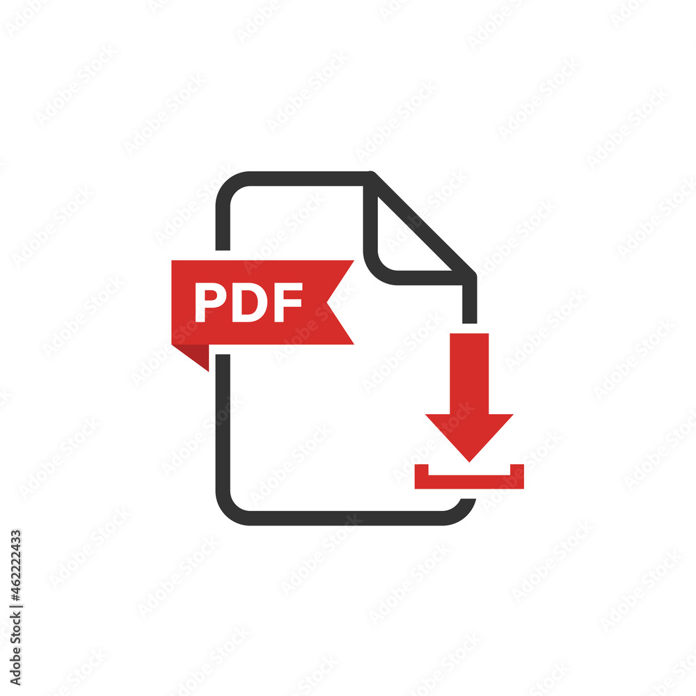 PDF file icon. Download document button. Vector flat PDF file icon. Download document button. Vector flat