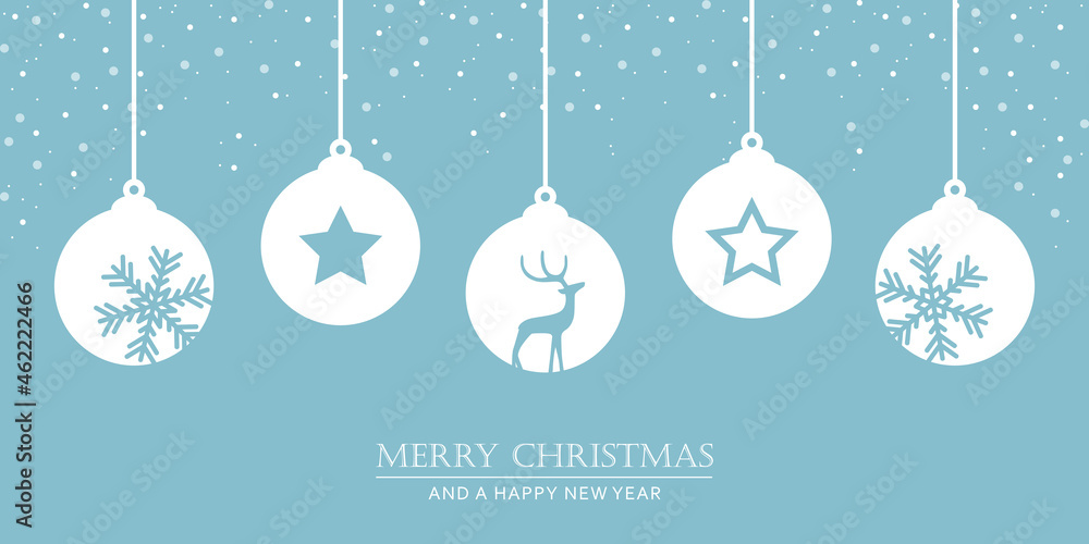 blue christmas card with star tree balls decoration blue christmas card with star tree balls decoration
