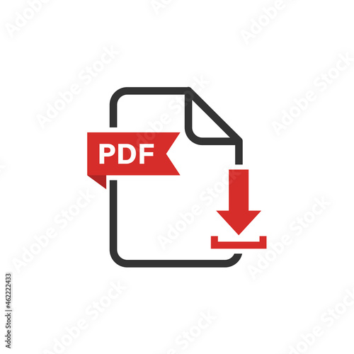 PDF file icon. Download document button. Vector flat