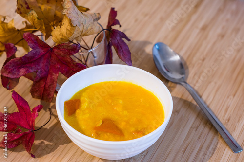 pumpkin soup in a bowl
