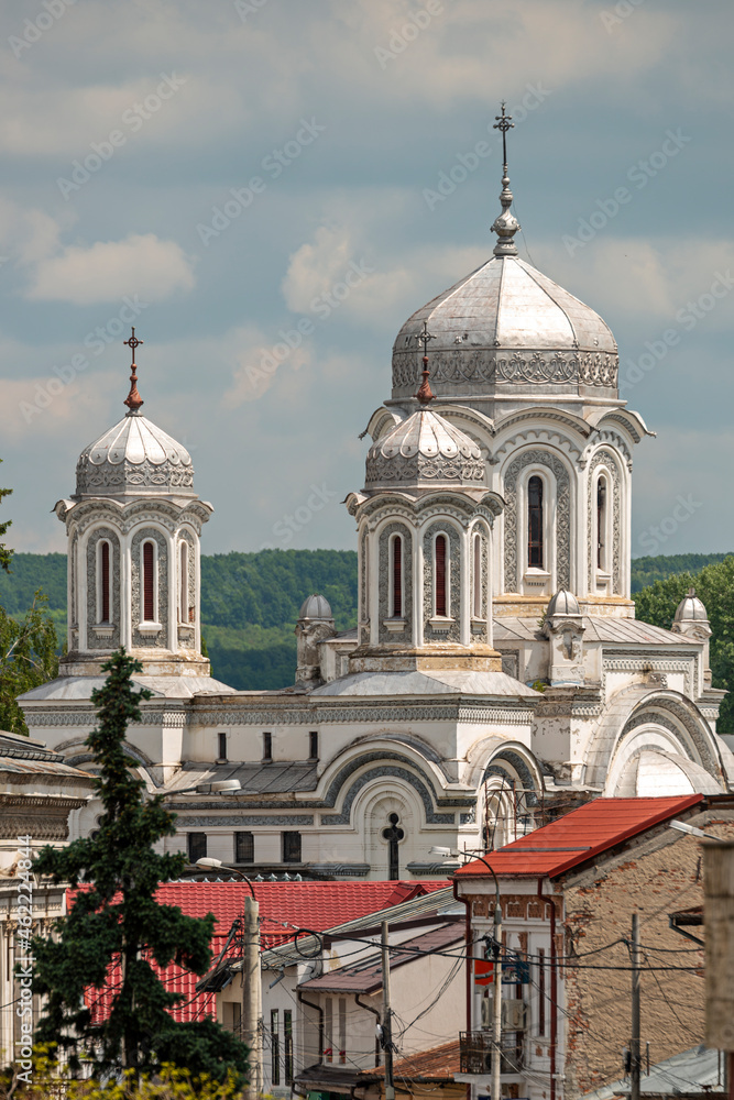 Romanian Orthodox Church with metallic gray roofs