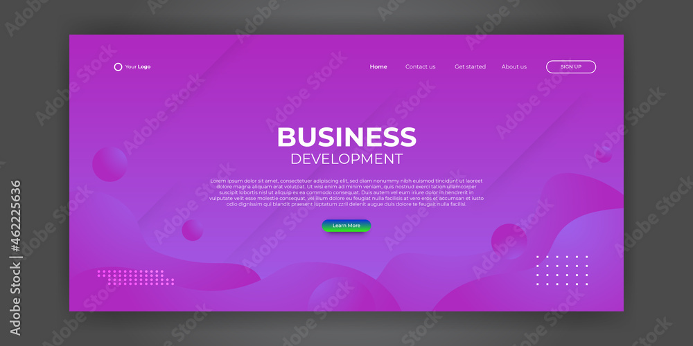 Landing page template with abstract banner background for business Landing page template with abstract banner background for business