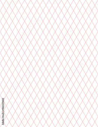 Pattern Line red color background on white paper 60 degrees straight line intersects a diamond square, Diagonal line
