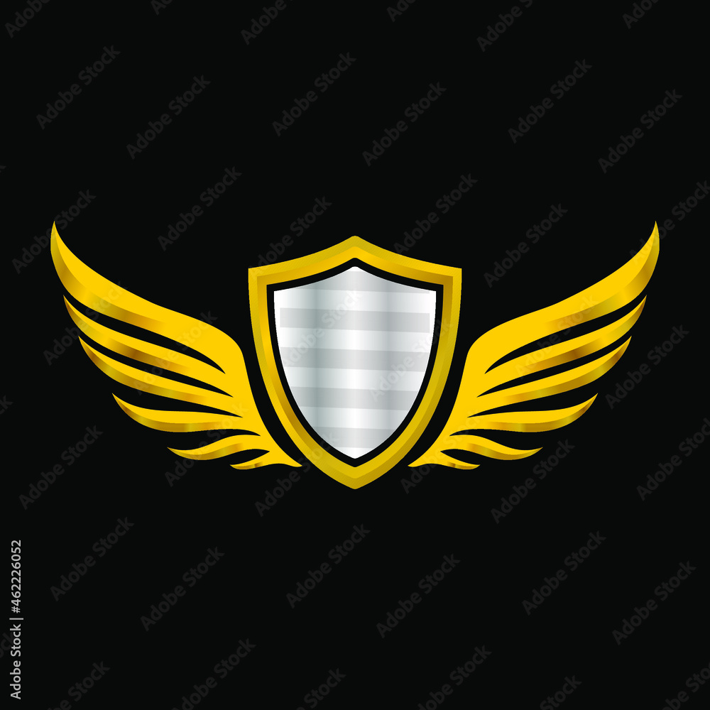 gold winged shield 3d illustration logo, cool just add company initials, flexible to use for various logos gold winged shield 3d illustration logo, cool just add company initials, flexible to use for various logos