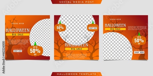 Halloween social media post sale template design. Very suitable for banner, poster, flyer, advertising, etc.