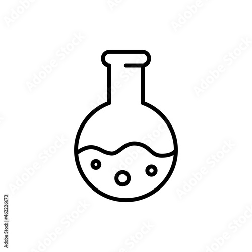 Science research experiment lab line icon. Biology chemistry flask sign, medical tube equipment. Vector illustration