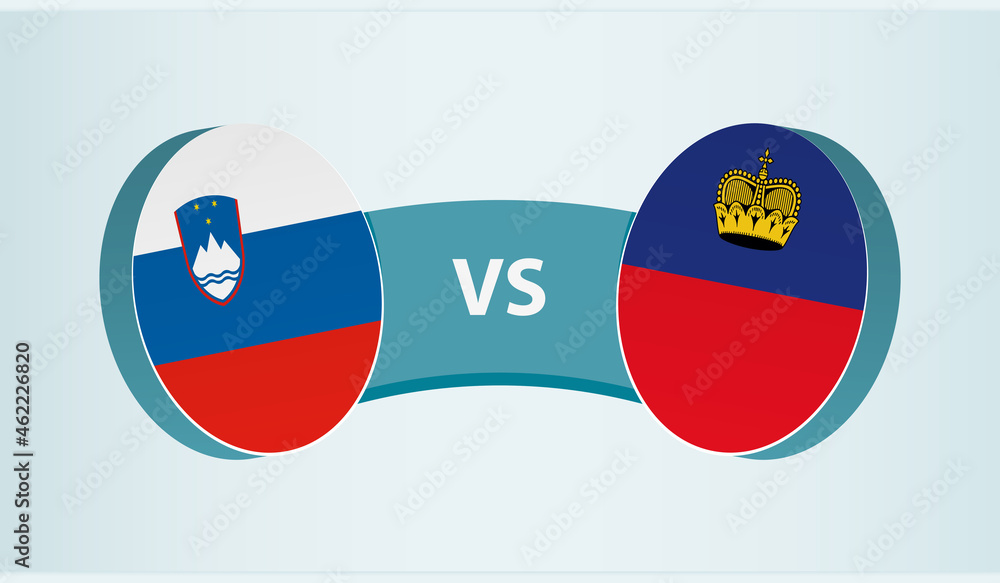 Slovenia versus Liechtenstein, team sports competition concept.
