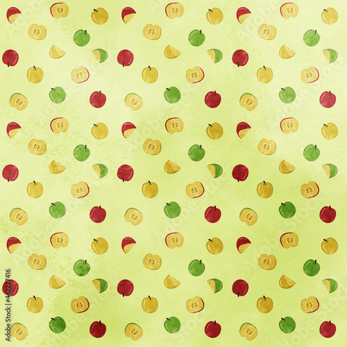 Fototapeta Naklejka Na Ścianę i Meble -  Pattern illustration of cute apples Yellow