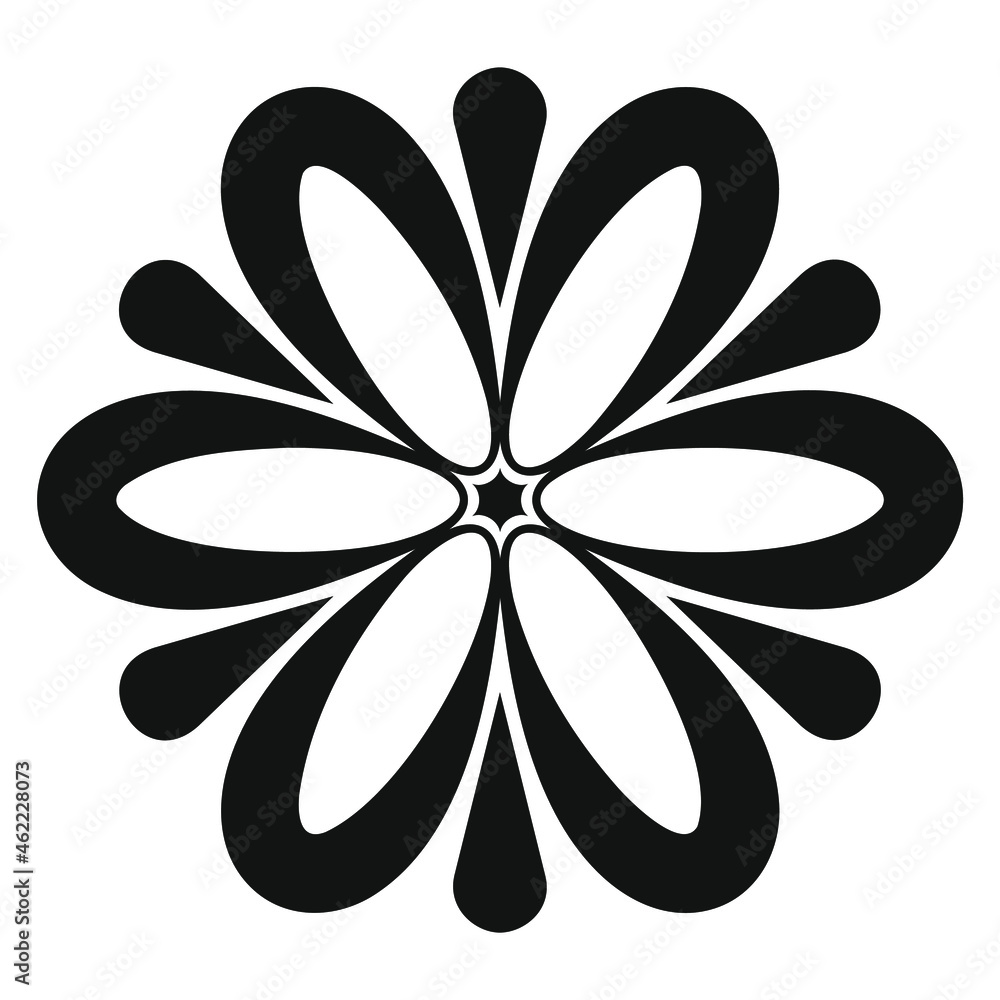 flower, black outline isolated on white background, radial design element, flat illustration, icon flower, black outline isolated on white background, radial design element, flat illustration, icon