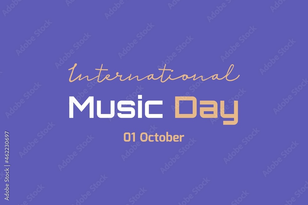 International Music Day typography vector design.  01st October.  