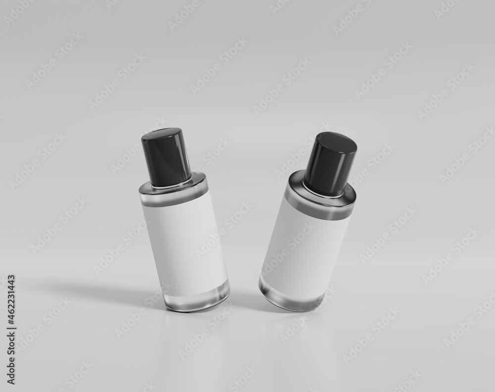Blank transparent cosmetic packaging mockup, plastic container on empty background Blank transparent cosmetic packaging mockup, plastic container on empty background