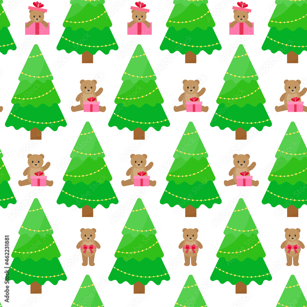 This is a seamless pattern Christmas tree on a white background. Wrapping paper. This is a seamless pattern Christmas tree on a white background. Wrapping paper.