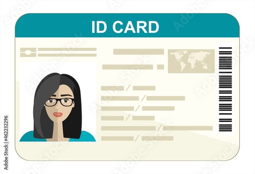 ID Card. Flat design style.