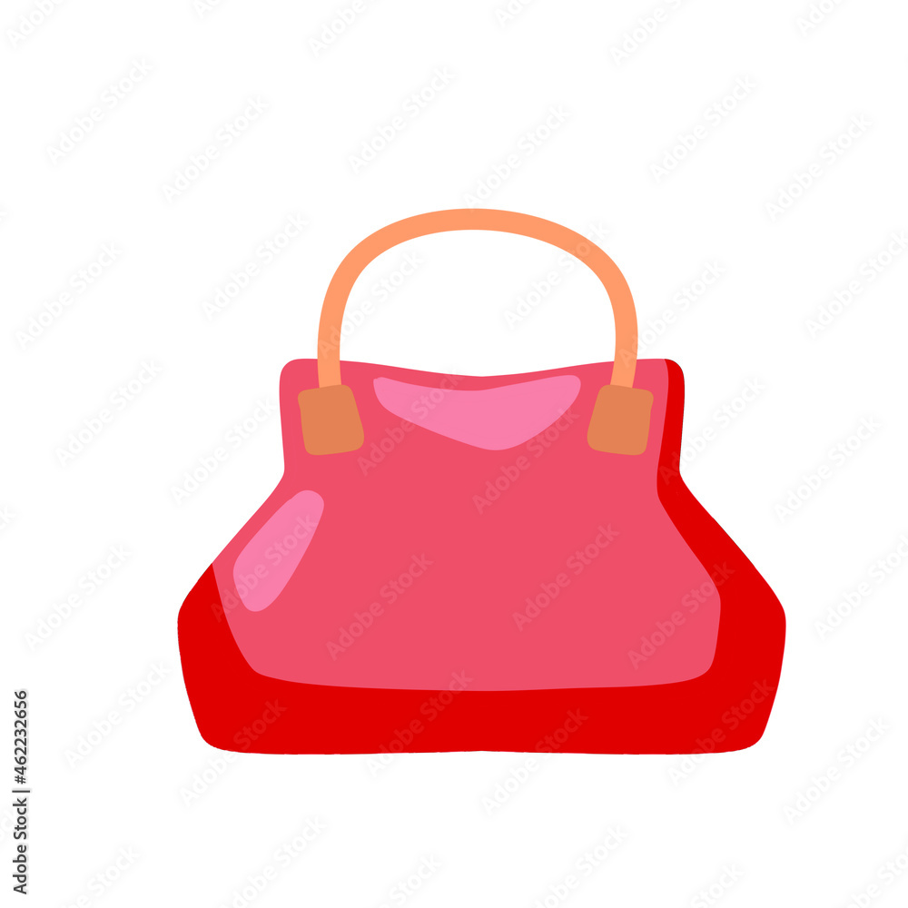 Women bag. Flat handbag. Stylish purse. Personal accessory. Cartoon illustration isolated on white Women bag. Flat handbag. Stylish purse. Personal accessory. Cartoon illustration isolated on white