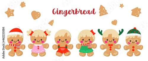 Gingerbread Flat Clipart, Merry Christmas