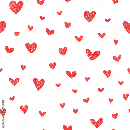 Heart doodles seamless pattern. Love Background texture. Valentine's day romantic design.