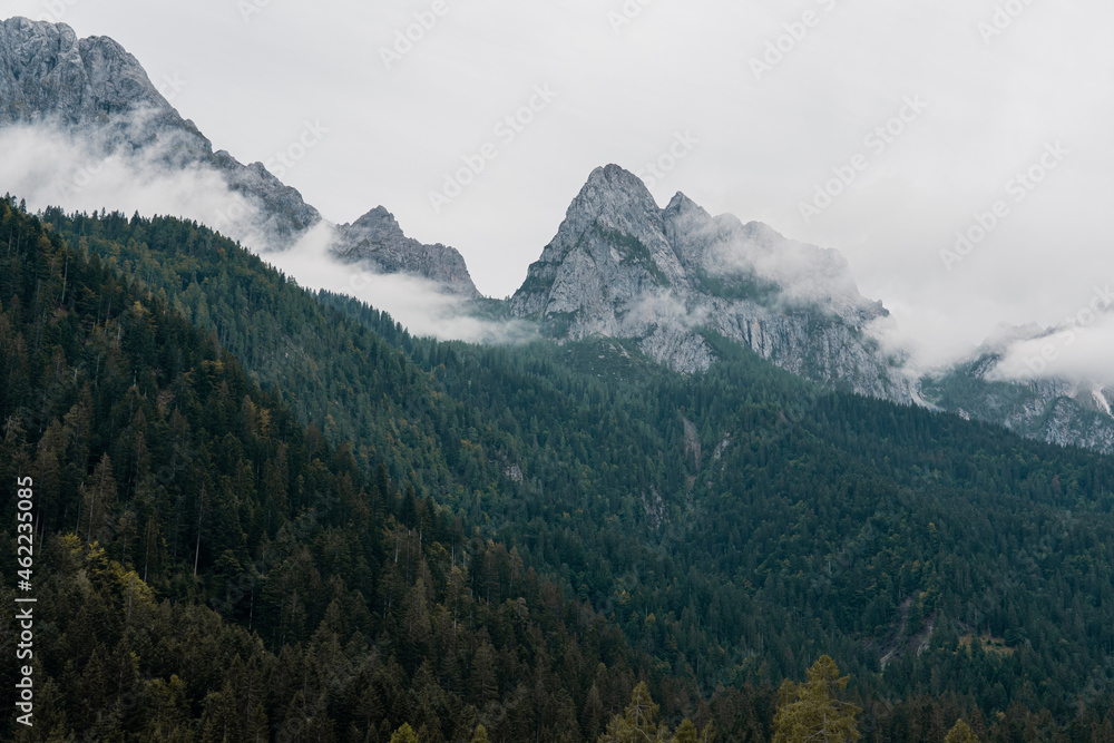 Beautiful mountains in cloudy weather, the Alps in Italy