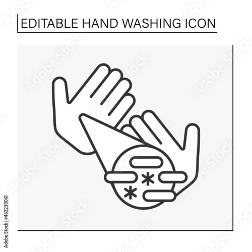 Bacterias line icon. Dirty hands. Hygiena concept. Isolated vector illustration. Editable stroke