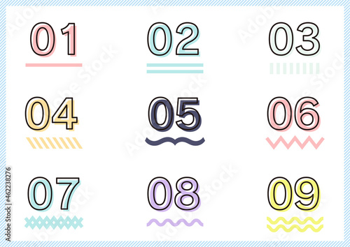 カラフル数字セットラインとずれた色面