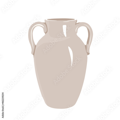Ceramic vase vector stock illustration. Greek ancient jug. Tableware for flowers. An interior item. Isolated on a white background.