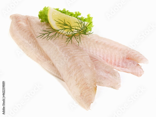 Behang Sole Fish Fillet - Flatfish isolated on white Background