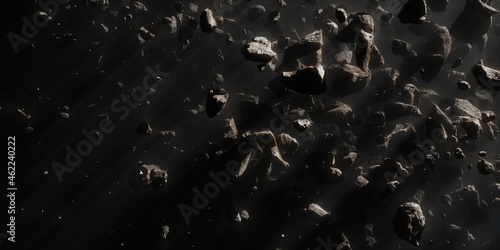 Asteroid field with volumetric light ray in deep space panoramic With Abstract Light Rays