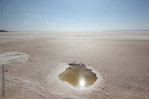 Tuz Golu Turkey. Salt Lake. White salt water.