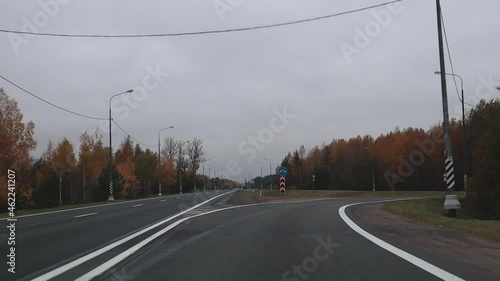 driving through the forest autumn