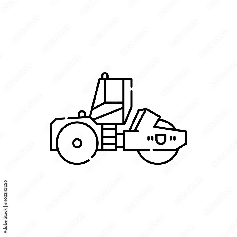 Naklejka premium Soil rolling car sign olor line icon. Road construction.