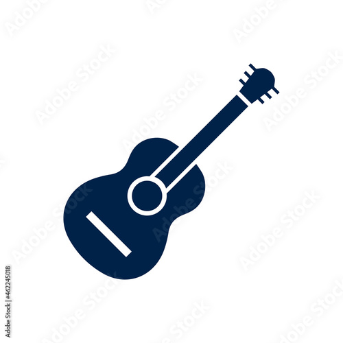 Acoustic guitar icon logo template isolated on white background.