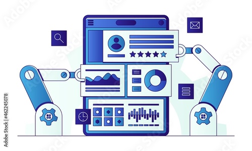 Business process automation process flat vector illustration