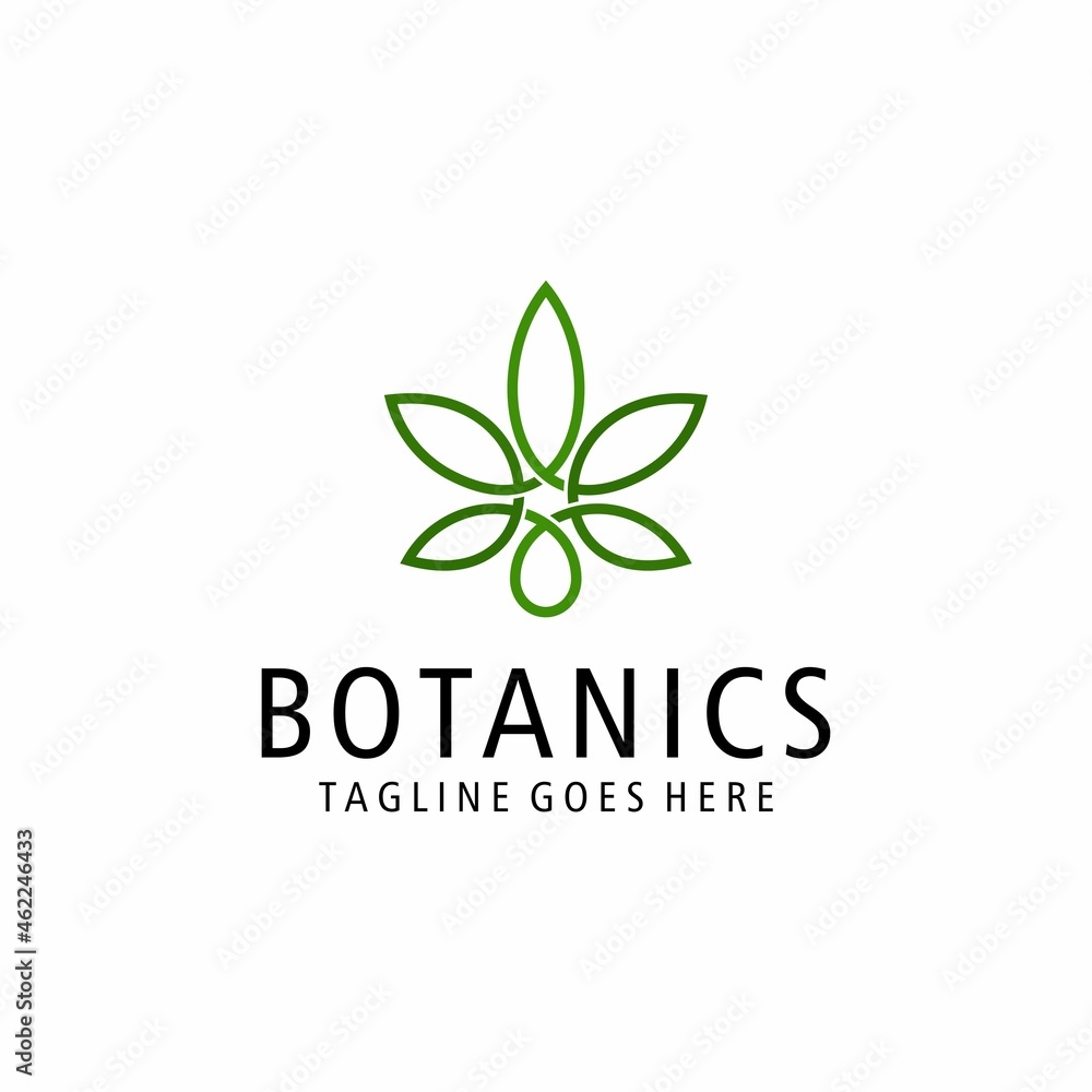 Organic Green Botanical Plant Line art Logo Design
