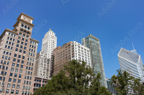 Beautiful Skyscrapers along Michigan Avenue in Downtown Chicago © James