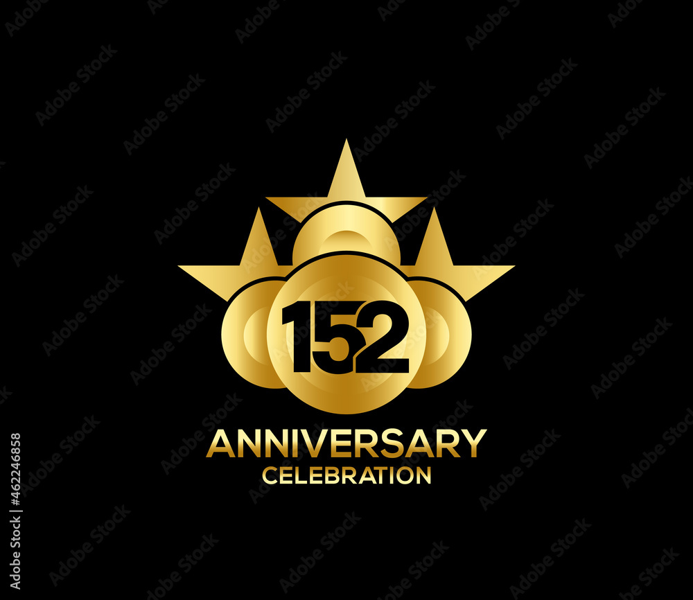Happy Anniversary of, 152 Years, Bright Color Star Design Shape element, ceremony party Presentation Happy Anniversary of, 152 Years, Bright Color Star Design Shape element, ceremony party Presentation