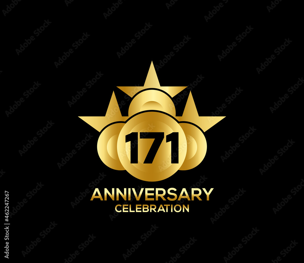Happy Anniversary of, 171 Years, Bright Color Star Design Shape element, ceremony party Presentation Happy Anniversary of, 171 Years, Bright Color Star Design Shape element, ceremony party Presentation
