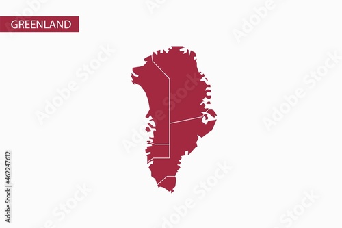 Greenland red map detailed vector.